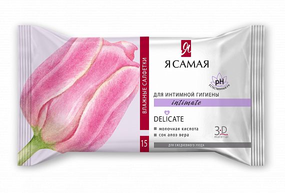 Изображение товара Салфетки влажные Я самая для интимной гигиены алоэ 15шт Салфетки влажные Я самая для интимной гигиены алоэ 15шт фотография