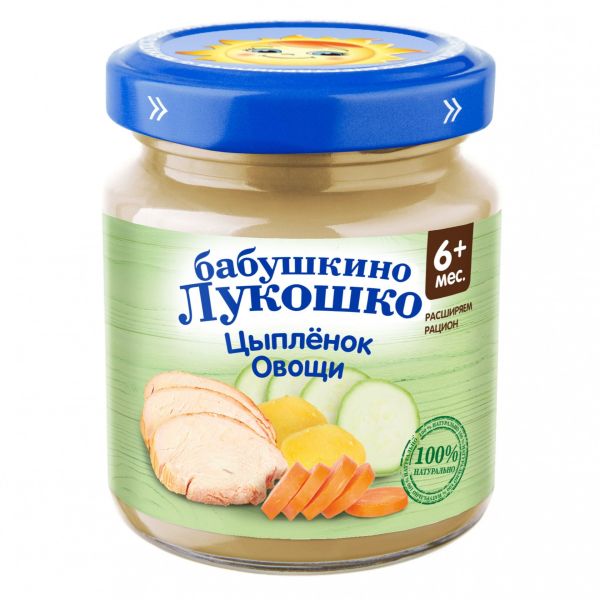 Изображение товара Бабушкино Лукошко Рагу овощное с цыпленком с 6 месяцев 100г Бабушкино Лукошко Рагу овощное с цыпленком с 6 месяцев 100г фотография
