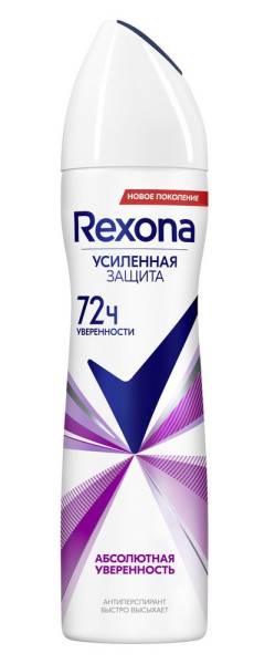 Изображение товара Антиперспирант аэрозоль Rexona Абсолютная уверенность 150мл Антиперспирант аэрозоль Rexona Абсолютная уверенность 150мл фотография